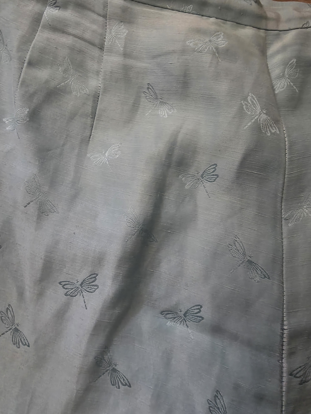 Talbots Light Blue Dragonfly-Print Pants Linen/silk Blend